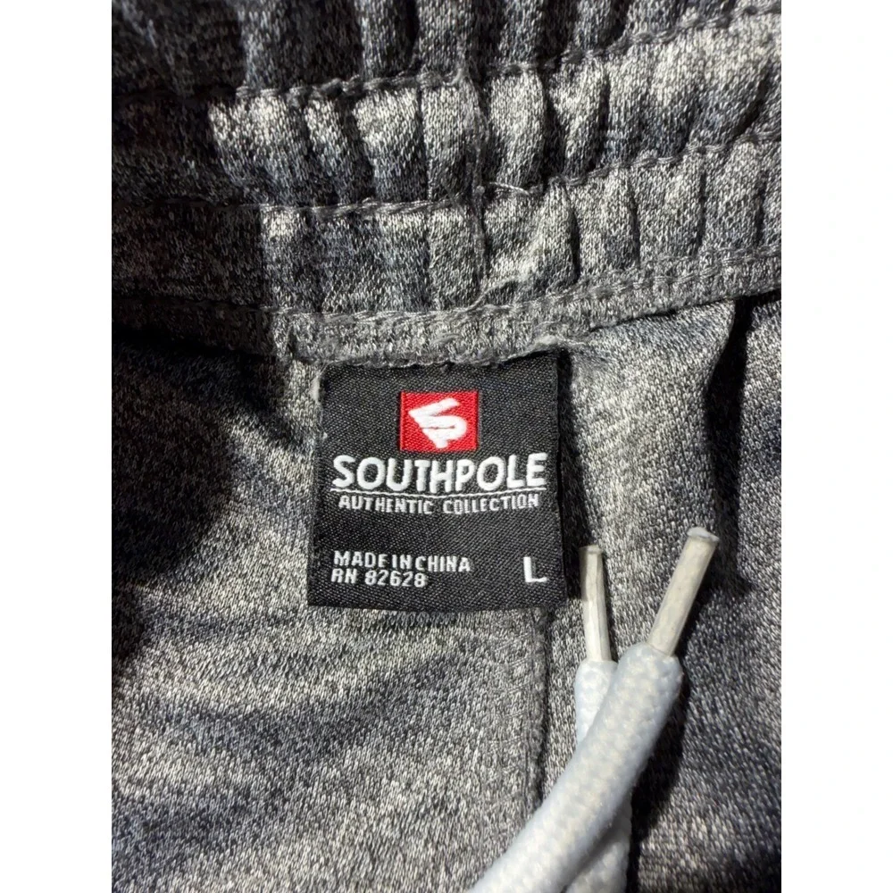 Southpole Mens Gray Black Athletic Track Pants Joggers Size Large Drawstring